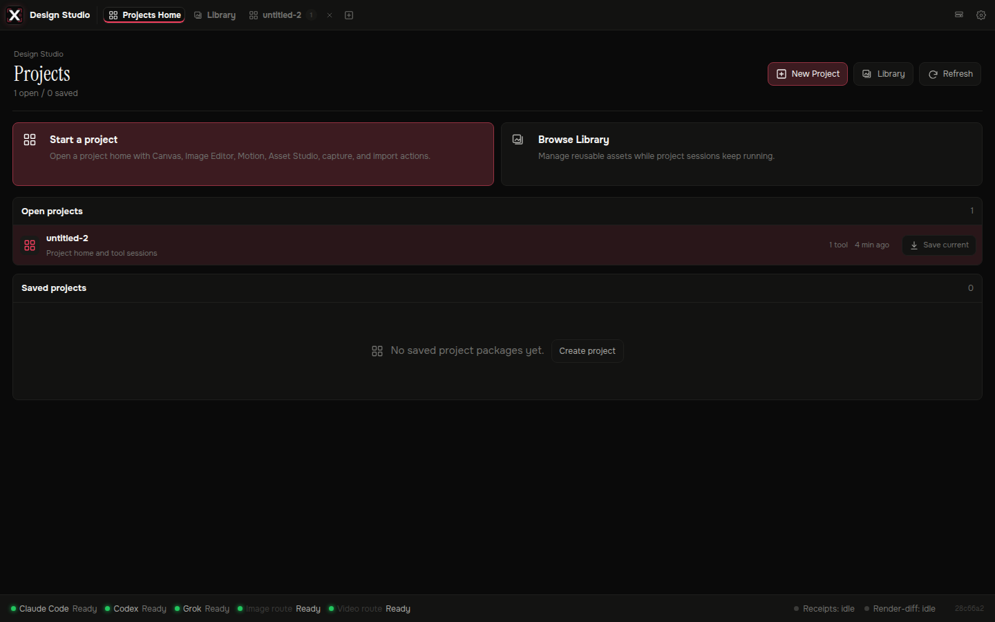 Historical v0.6.78 ShellX Design Studio Projects Home reference